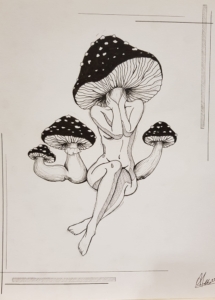 Amelie-Leviel-Famille-de-champignons-encre-de-Chine